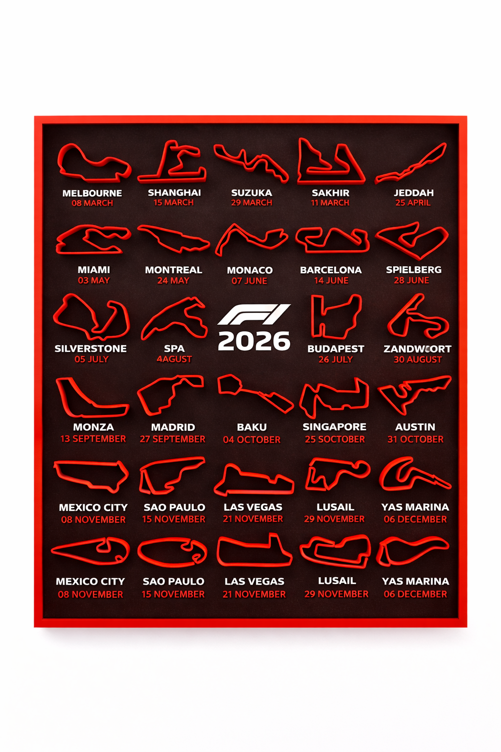 F1 2026 Race Calendar (3D)