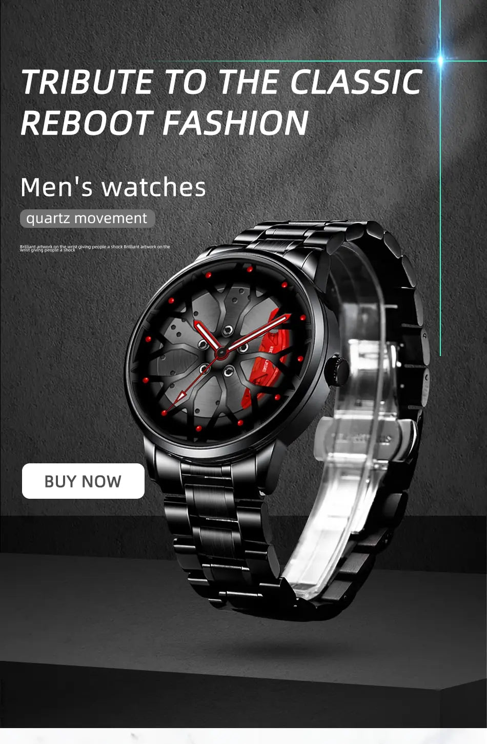 Metal Band Car Wheel Watch