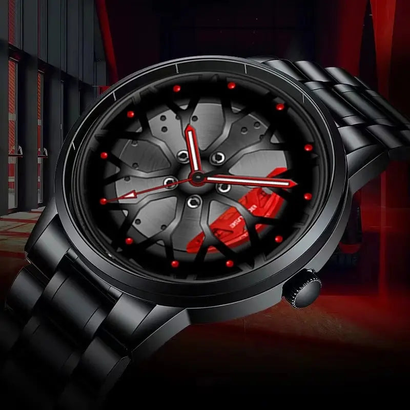 Metal Band Car Wheel Watch