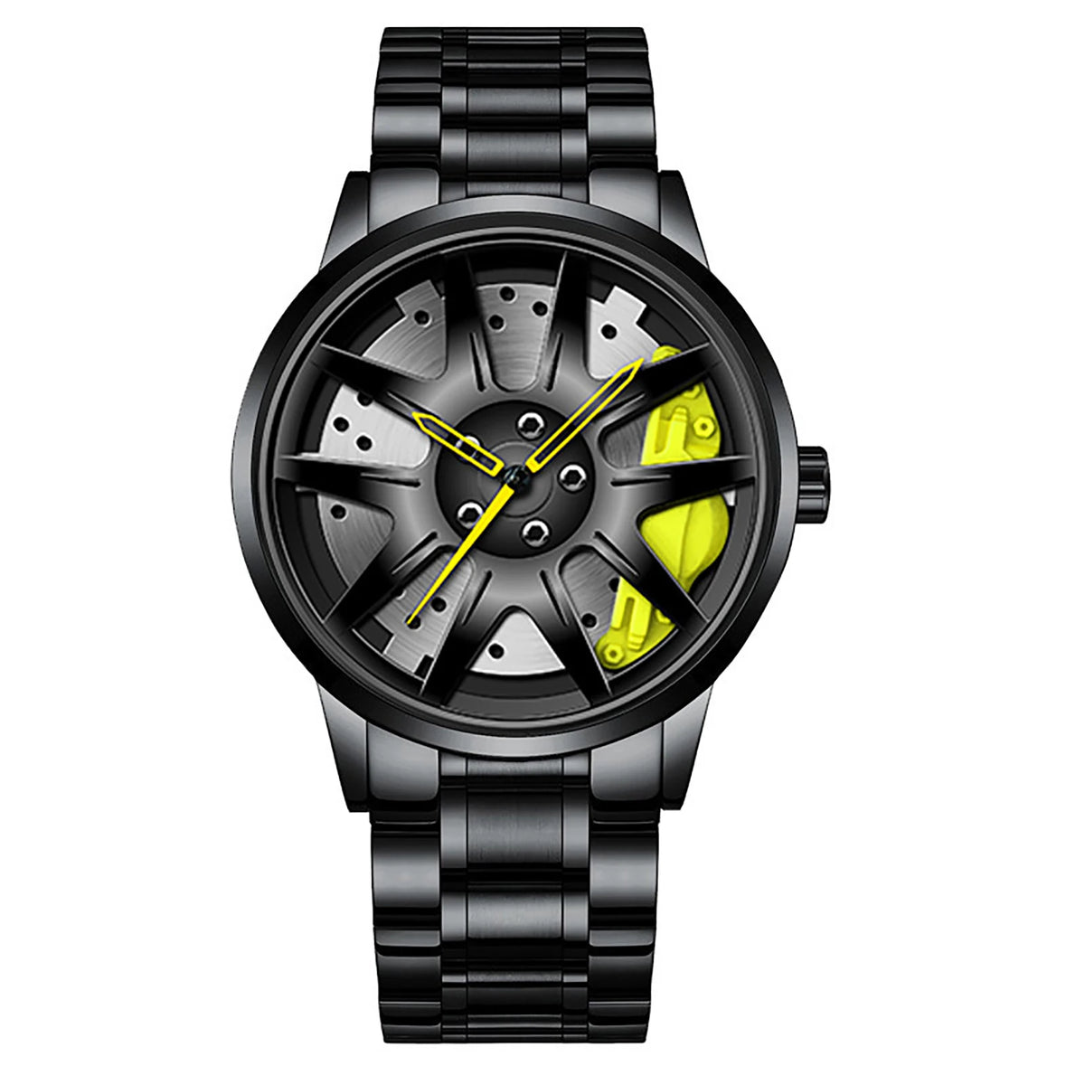 Metal and Leather Band Car Wheel Watch