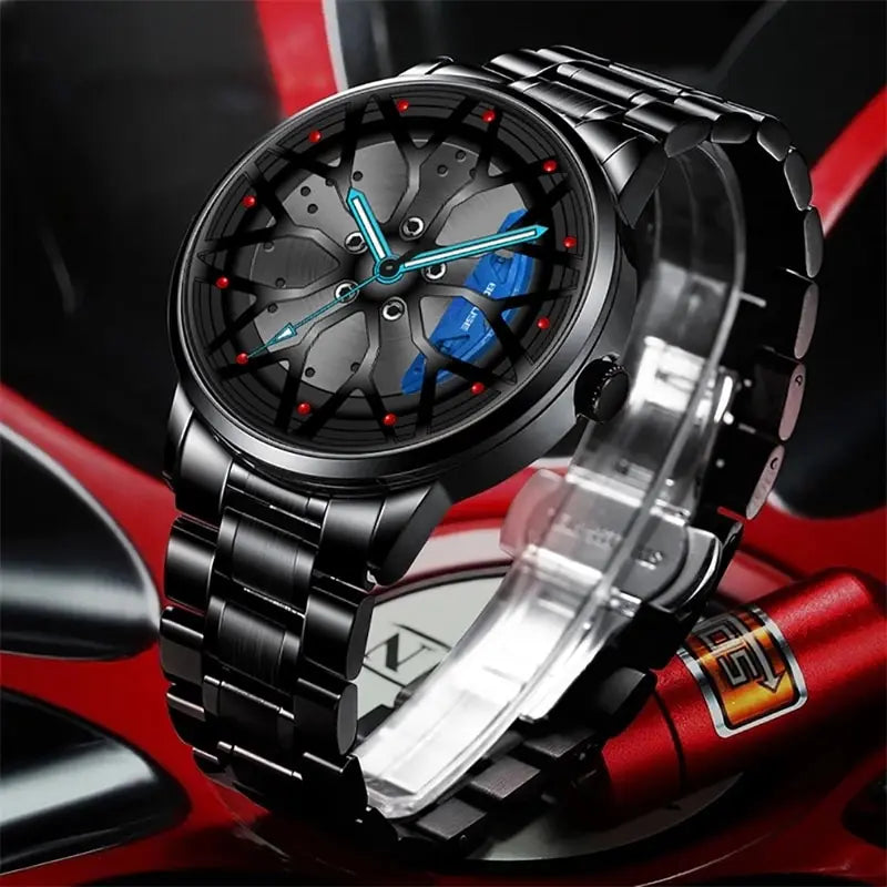 Metal Band Car Wheel Watch