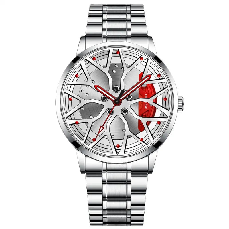 Metal Band Car Wheel Watch
