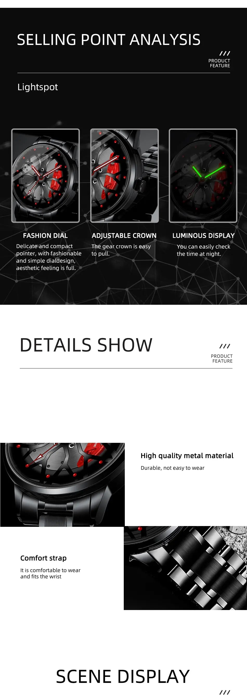 Metal Band Car Wheel Watch