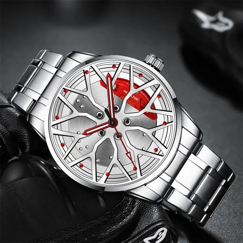 Metal Band Car Wheel Watch