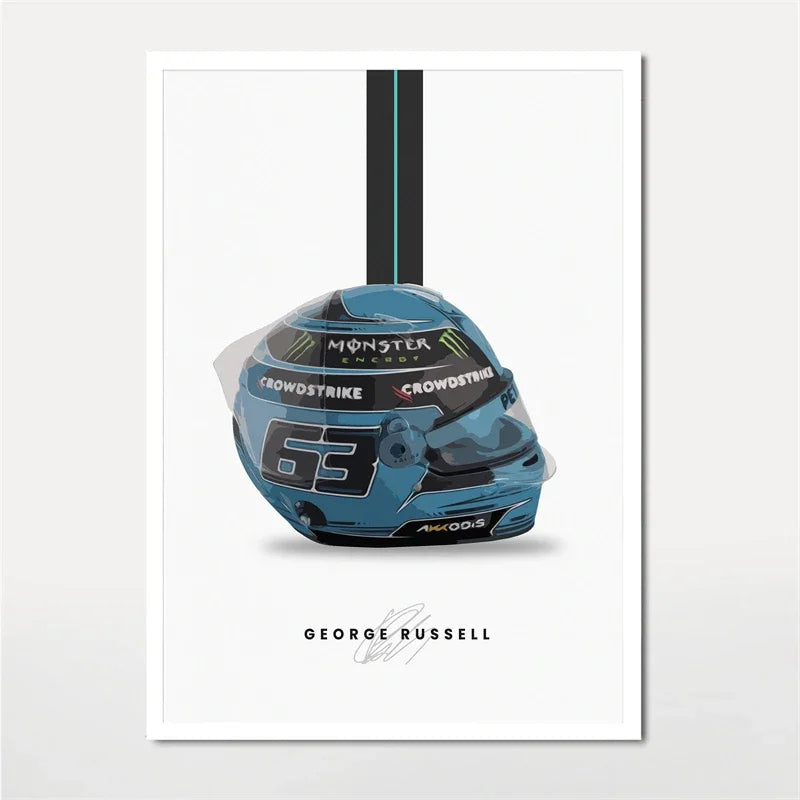 F1 George Russell Helmet Wall Art