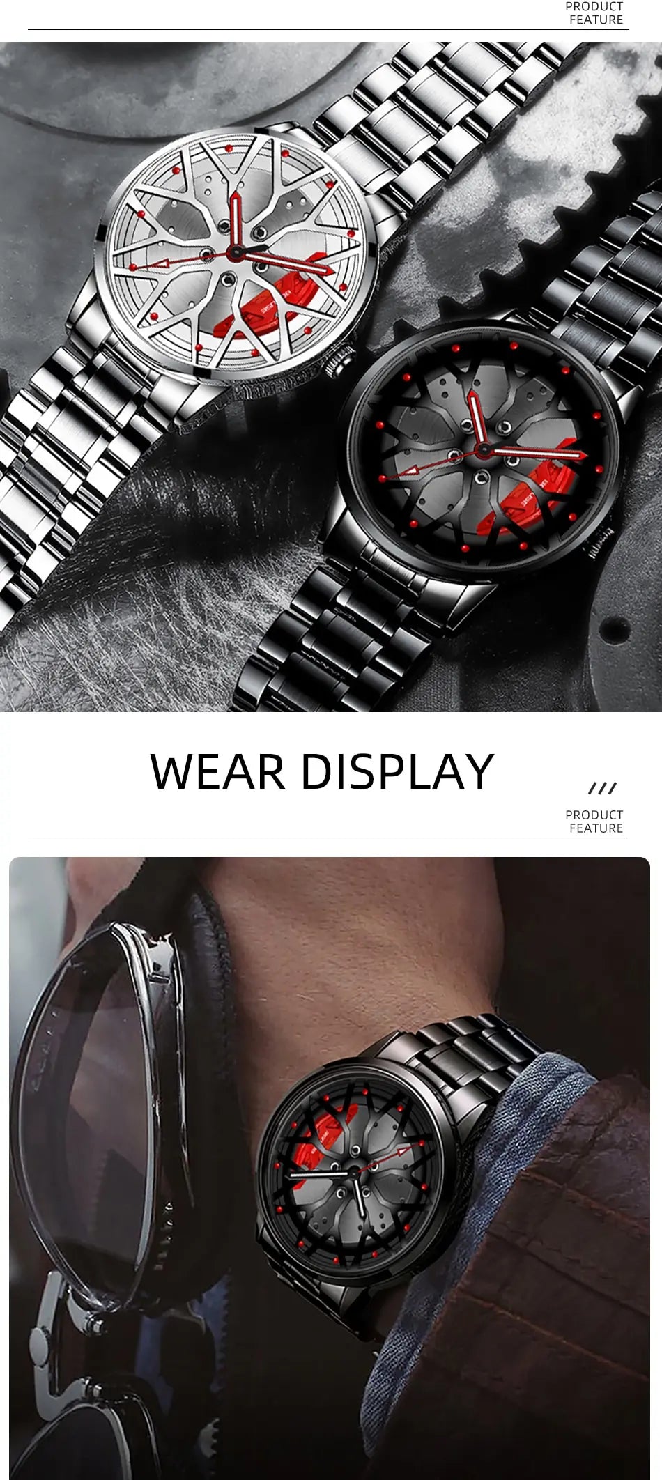 Metal Band Car Wheel Watch