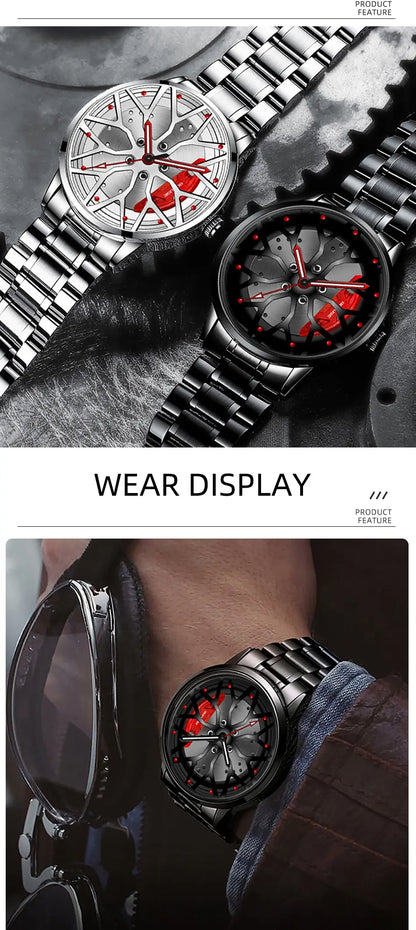 Metal Band Car Wheel Watch