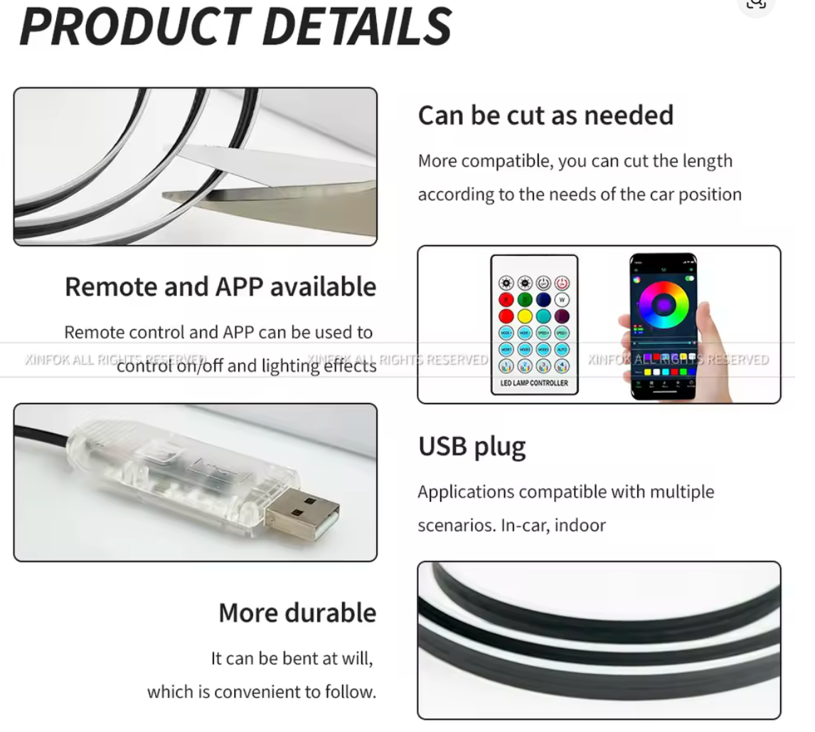 Car Interior Ambient Lighting System LED Kit